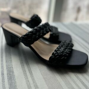 EUC Black Braided Strap Heel